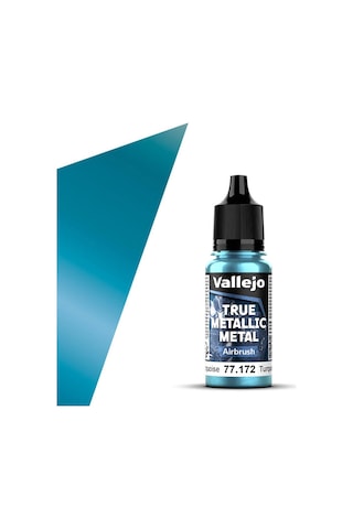 Vallejo 77172 18 Ml. Hydra Turquoise, Airbrush, True Metallic Metal Tmm Serisi Model Boyası Renkli