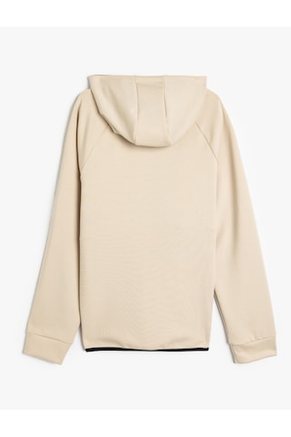 Koton Spor Sweatshirt Oversize Kapşonlu Fermuarlı Dikiş Detaylı Kalın Modal Kumaş Bej 5wam70020nk Ekru