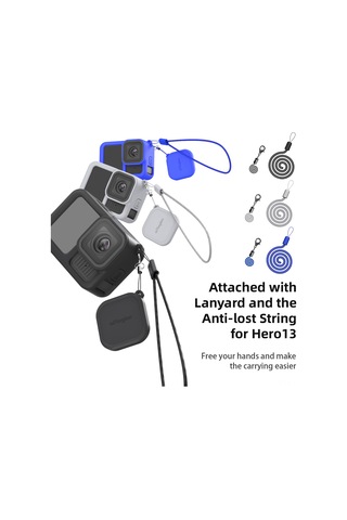 Ranyeek Gopro Hero 13 İçin Silikon Korumalı Kılıf + Lens Kapağı, Askı İp İle Tam Fonksiyon Erişimi, Pil Değişimi Kolay, Mavi