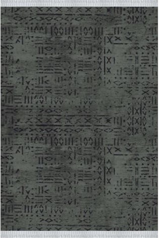 Çam Halı Crea Decolux Vena 8016 Antrasit Özel Kaymaz Tabanlı Pamuk Dokuma Kilim - 80x150
