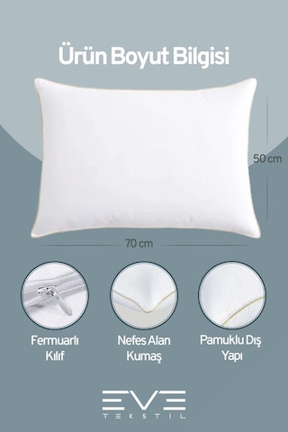 Eve Tekstil 10 Adet Yellow Dream Serisi Fermuarlı Antialerjik Silikon Elyaf Dolgulu Yastık 50x70cm 1200gr