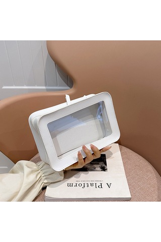 Wezone Beyaz Şeffaf Kozmetik Çantası - Büyük Kapasiteli, Taşınabilir Makyaj Organizer - Modern Ve Pratik