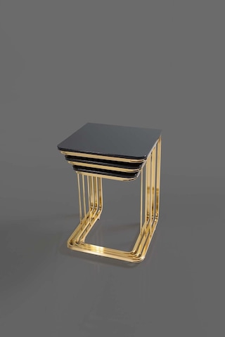Tekerlekli Veys Sehpa Gold 4 Lü Zigon Sehpa - Orta Sehpa - Yan Se (550697034)