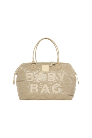 Bagmori Baby Bag Nakışlı Puf Şişme Anne Bebek Bakım Çanta Vizon