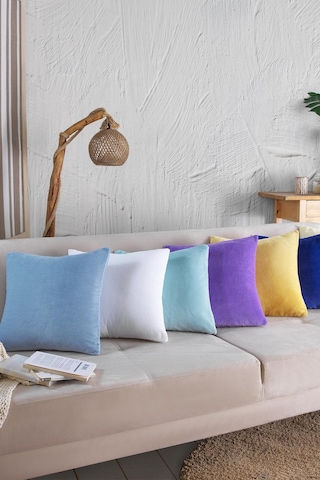 Maisonart Cozy 2 Adet Beyaz Renk Kadife Pamuklu Kırlent Yastık Kılıfı 44x44 Cm