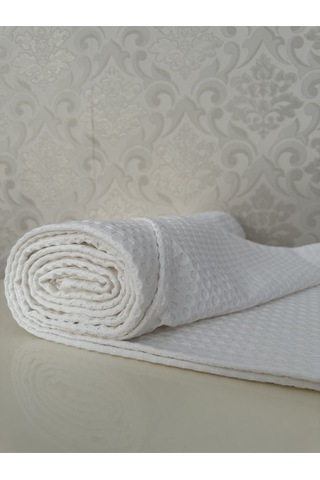 Premium %100 Pamuk Tek Kişilik Yazlık Pike, Yatak Örtüsü, Terletmez Kumaş Beyaz Renk 160x240cm Beyaz