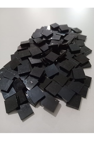 Siyah Kare Vitray Cam Mozaik Taşı - Sanatsal Mozaik İçin Yaklaşık 10x10 Mm