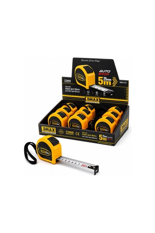 12 Adet 5mt X 25mm Otomatik Çelik Şerit Metre Stoplu 1 M