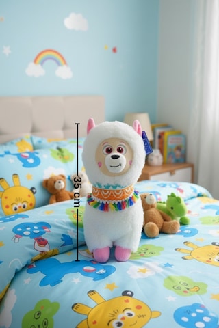 Büyük Boy Yumuşak Peluş Lama Oyuncak - Yumuşacık Uyku Arkadaşı Fularlı Lama 35 Cm Beyaz