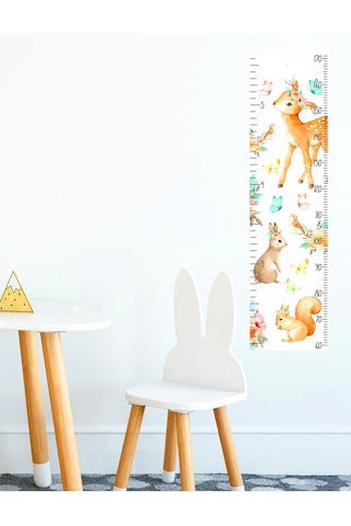 MSticker Sevimli Geyik Kuş Sincap Ve Kelebekler Çocuk Odası Boy Ölçer Sticker