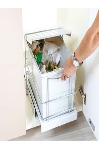 Joy Sürgülü Tezgah Altı Plastik Çöp Kovası Tekli 25 Litre Açık Gri