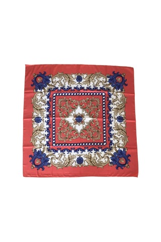 Tikitonki Çiçek Desenli Saten Pudra Pembe Eşarp - 90x90 Pembe Pembe
