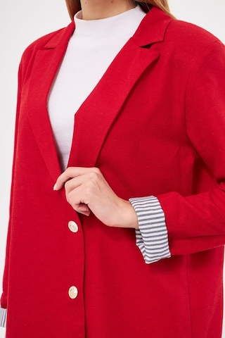 Armonika Kadın Kırmızı Kruvaze Yaka Kolu Katlama Detaylı Oversize Vatkalı Blazer Ceket Arm-25k001015