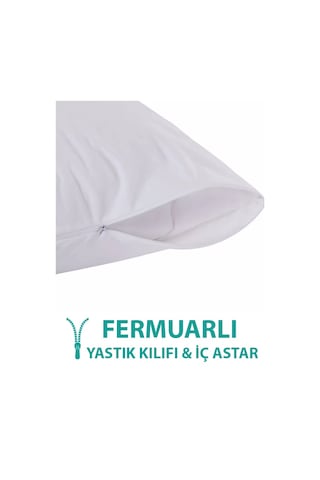Suvay Pamuklu Fermuarlı İç Astar Yastık Kılıfı Beyaz 50 x 70
