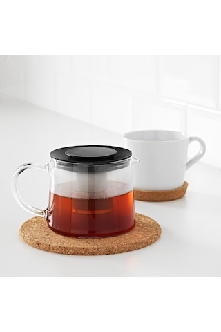 Ikea Riklig Çaydanlık, Cam 0,6 Litre, Cam, Teekanne Sku: Smg8690010546784 Açık Bej