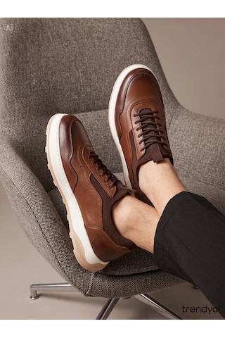 Aren Hakiki Deri Kahverengi Erkek Ayakkabı Günlük Casual Sneaker
