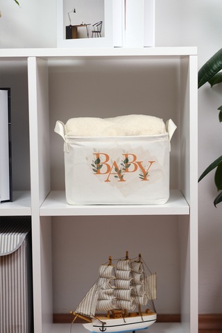 Baby Baskılı Dikdörtgen Katlanabilir Organizer Sepet 25 X 14 X 18