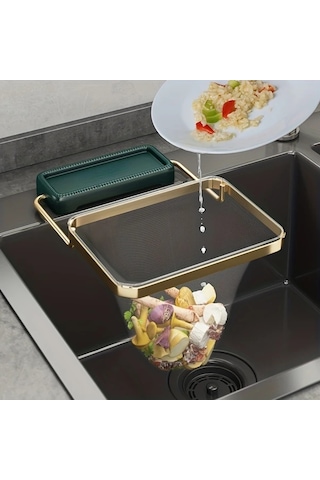 Honeybeeshop Yeşil 50 Torbalı Mutfak Lavabo Filtresi Katlanabilir Tıkanma Önleyici Çöp File Torbası