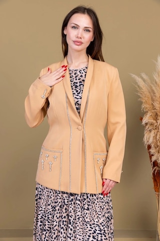 Leopar Desenli Ceketli Üçlü Takım 4715-camel Camel