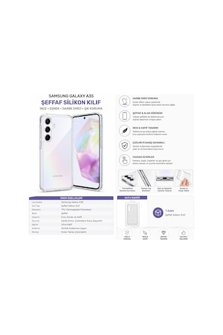 Samsung Galaxy A35 Uyumlu Şeffaf Silikon Kılıf Darbe Emici, İnce Ve Esnek Koruma