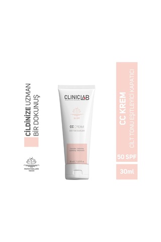 Cliniclab Cilt Tonu Eşitleyici Nemlendirici Koruyucu ve Kapatıcı Özellikli CC Krem SPF50 30 ML