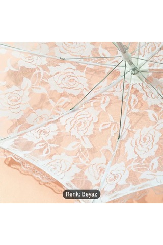 Atay Garage Şemsiye Gelin-düğün-özel Günler İcin Beyaz Dantelli 45-43 Boyutlarinda Beyaz