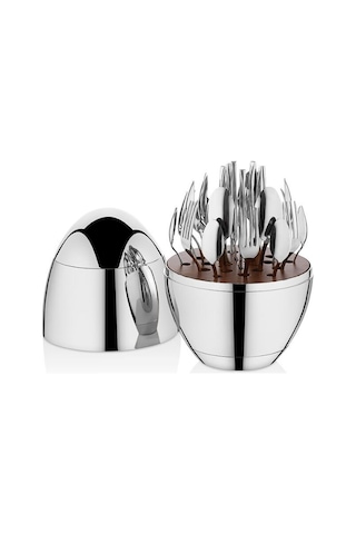 Fecra Silver Egg Standlı 24 Parça Çatal Kaşık Bıçak Takımı Gümüş