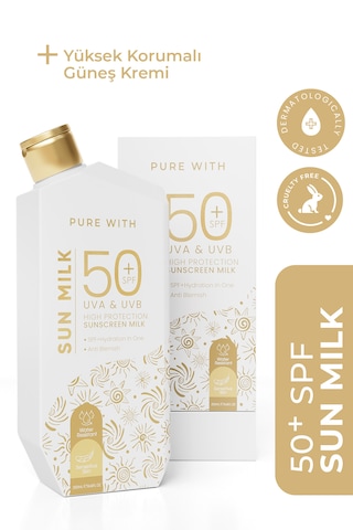 Pure With Sunscreen Sun Milk Yüksek Koruma Güneş Kremi SPF50 250 ML