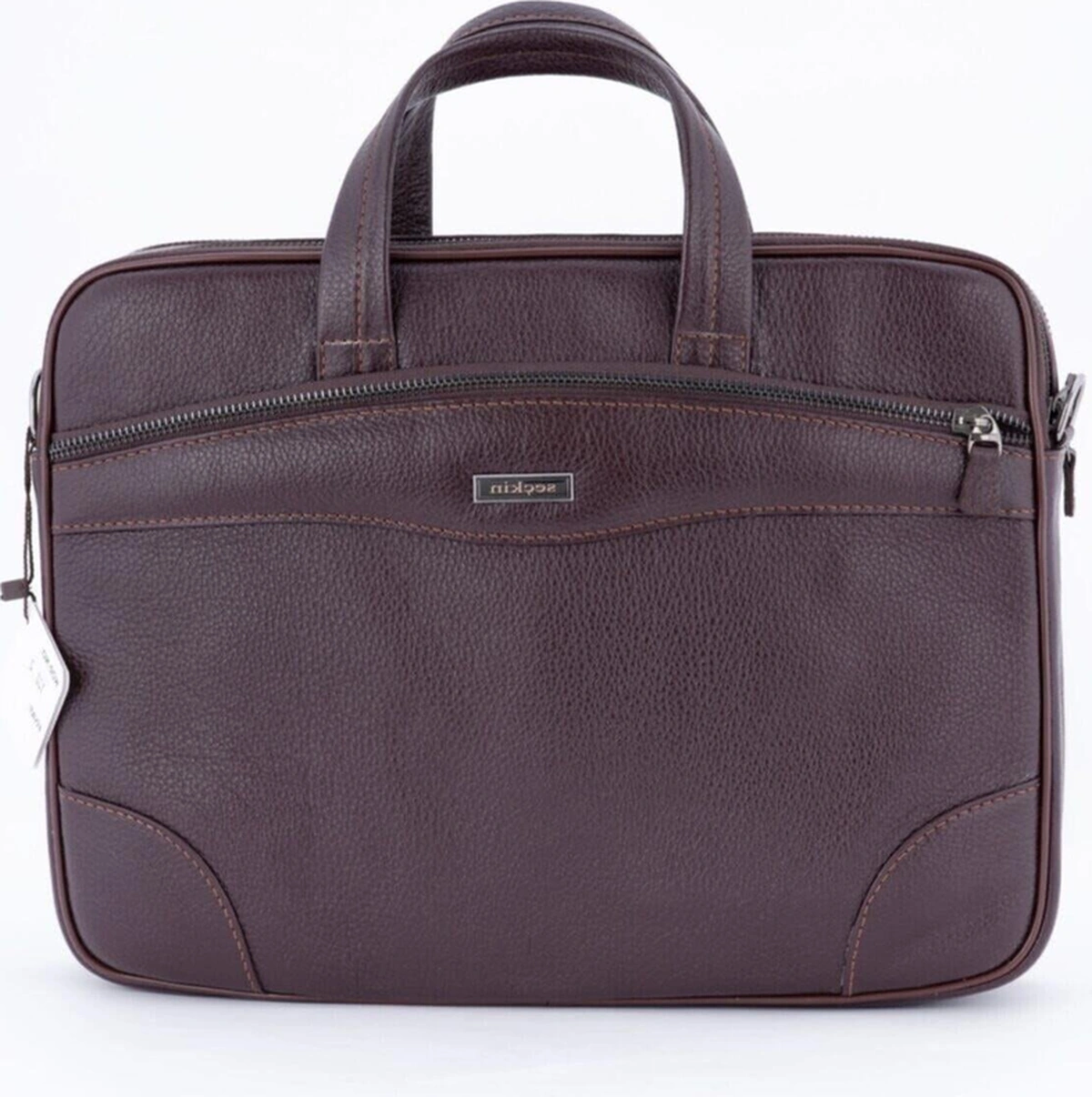 123 Model 1. Sınıf Hakiki Yatay Deri Evrak Çantası-117373 Siyah