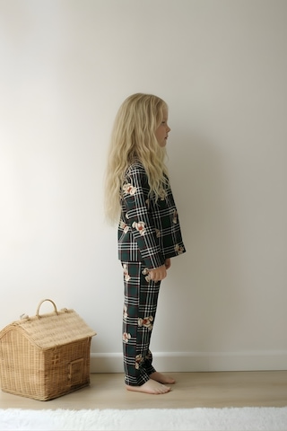 Esila Kids Çocuk Pijama Takımı Uzun Kollu Süet Örme Kumaş Yeşil