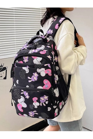 Invıma İlkokul Öğrencileri İçin Baskılı Sırt Çantası 251991545 Siyah