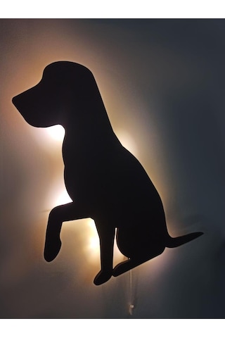 Cajuart Pati Uzatan Köpek Led Işıklı Ahşap Tablo Duvar Dekoru Süs