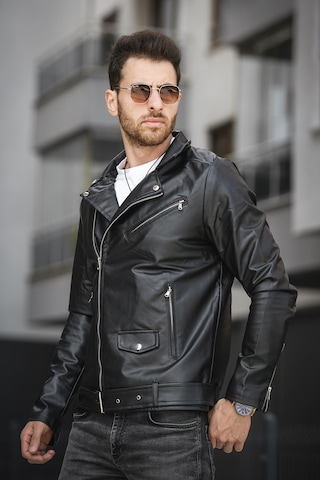 Oksit Castries Yandan Fermuarlı Kemerli Slim Fit Erkek Deri Ceket 001