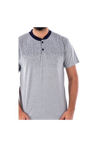 Pemilo 5064 - 1 1030 Kısa Kol Süprem Erkek Pijama Takımı Gri