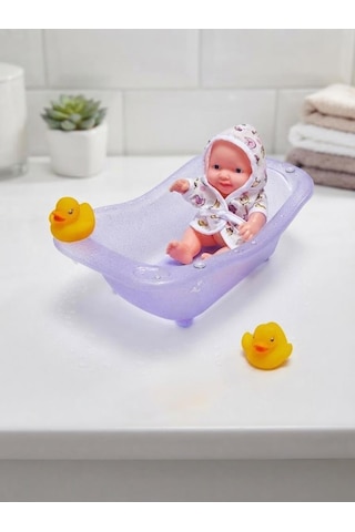 Bebek Banyo Zamanı Oyun Seti 22 Cm Kafası Ve Kolları Et Küvetli Oyuncak Bebek