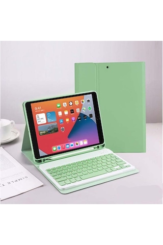 Apple Uyumlu iPad Pro 4. Nesil M2 2022 11 Inç Bluetooth Klavyeli Kılıf Kalem Bölmeli Türkçe Klavye Kılıf