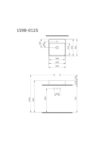 Bocchi Sottile Slim Line 1598-001-0126 Tezgah Üstü Lavabo Beyaz 45 CM 1466841