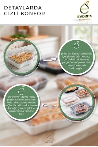 Borcam Saklama Kabı Pasta Börek Taşıma Kabı Kapaklı Kek Taşıma Kutusu Çok Amaçlı Set