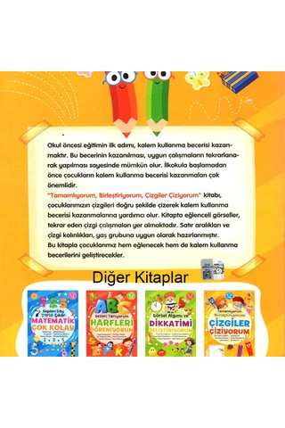 Tamamlıyorum Birleştiriyorum Çizgiler Çiziyorum Okul Öncesi Kitap