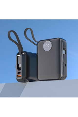 Dexim 10.000 Mah 45w Lightning Type-c Kablolu Hızlı Taşınabilir Güç Kaynağı Şarj Cihazı Dca0070 Siyah