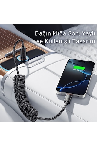 Essager Pd 100w Type-c To Type-c 1.8m Yaylı Spiral Data Ve Hızlı Şarj Kablosu, Kopmaz, Karışmaz Kablo