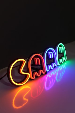 İstasyon Neon Grafik Pac Man Neon Led / Pac-man Gece Lambası / Pacman Dekoratif Lamba / Işıklı Oyun Karakteri / Gamer Ambians Işığı Renkli