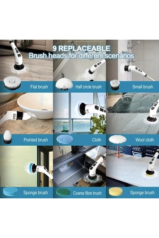 Fochsia Minimalist Style 6 My 006 Elektrikli Döner Fırça Şarj Edilebilir Kablosuz Temizlik Fırçası Ayarlanabilir Sap Usb C Şarj Lityum Pil Halı Banyo Mutfak Seramik Ve Ev Temizliği İçin