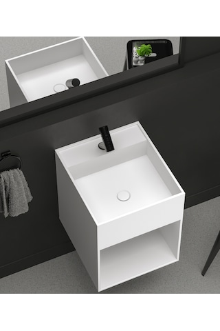 Akrilik-Corian Solid Banyo Dolabı (479179563) Beyaz