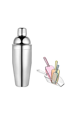 Shaker 350 Ml Metal + Buz Küreği Adet Süzgeçli Bar Shaker Kokteyl