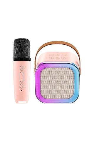 Mepa Karaoke Kablosuz Hoparlör Mikrofonlu Rgb Işıklı Bluetooth Speaker Tf Kart/usb Pembe Najmaddin