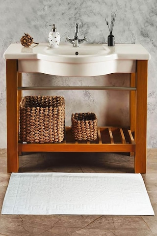 10 Lu Otel Ayak Havlusu Bukle Ayak İzli 50x70 Cm Beyaz 12/1 Avs 200 Gr Beyaz