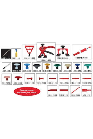 Boyasız Göçük Düzeltme Seti 146 Parça Full Tabanca,vantuz, Met