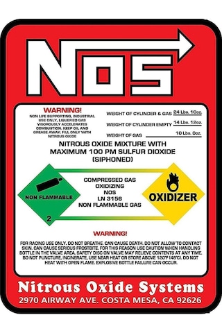15x12 Cm Nos Tüp Sticker Araba Sticker Etiket