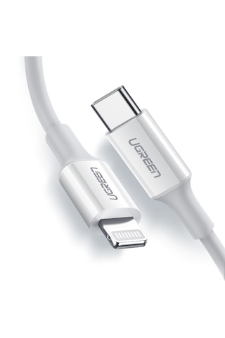 Ugreen 10493 Type-C To Lightning 3A Pd Mfi Hızlı Şarj Kablosu Beyaz 1 M
